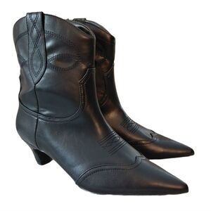 JF Whitley Black Western Ankle Boots Women's Size 7 Shortie Cowgirl Boot